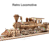 3D Wooden Steam Train Puzzle with Railway Bridge - DIY Model Kit