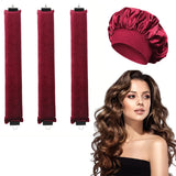 Juego de rizador de pelo sin calor: gorro de dormir de satén y varillas para rizar el cabello sin calor