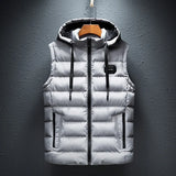 Brand Mens Jacket Sleeveless Vest Hooded Fashion Casual Coats Male Cotton-Padded Men's Vest Men Zipper Waistcoats Plus size 6XL