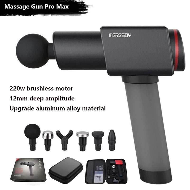 High-Power Professional Massage Gun for Deep Tissue Muscle Relief with 6 Heads & Long Battery Life
