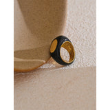 Anillo geométrico de acero inoxidable bañado en oro de 18 quilates: joyería minimalista de moda para mujeres