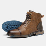 Men’s Microfiber Leather Ankle Boots - Retro Zip-Up Fashion Boots