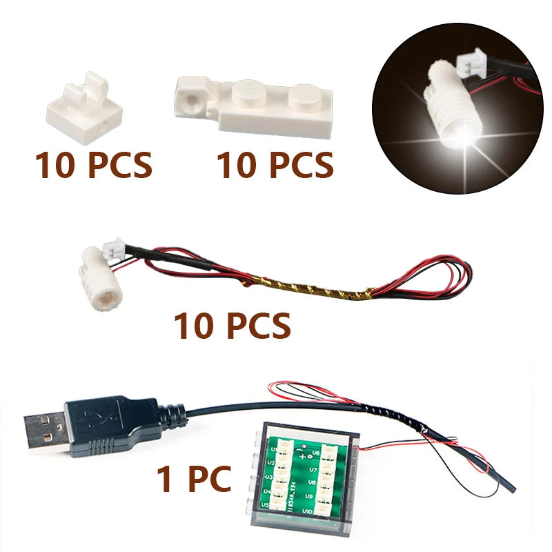 10-Piece LED Spotlight Building Block Set - MOC Lighting Kit for LEGO-Compatible Models
