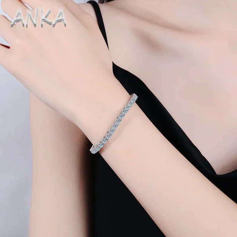 0.3 Carat Moissanite Tennis Bracelet – 925 Sterling Silver Full Row Bracelet