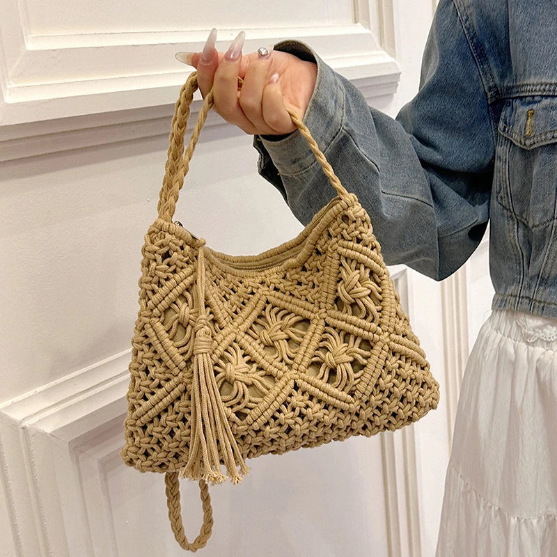 Bohemian Straw Flap Handbag for Women – Versatile, Stylish Summer Tote