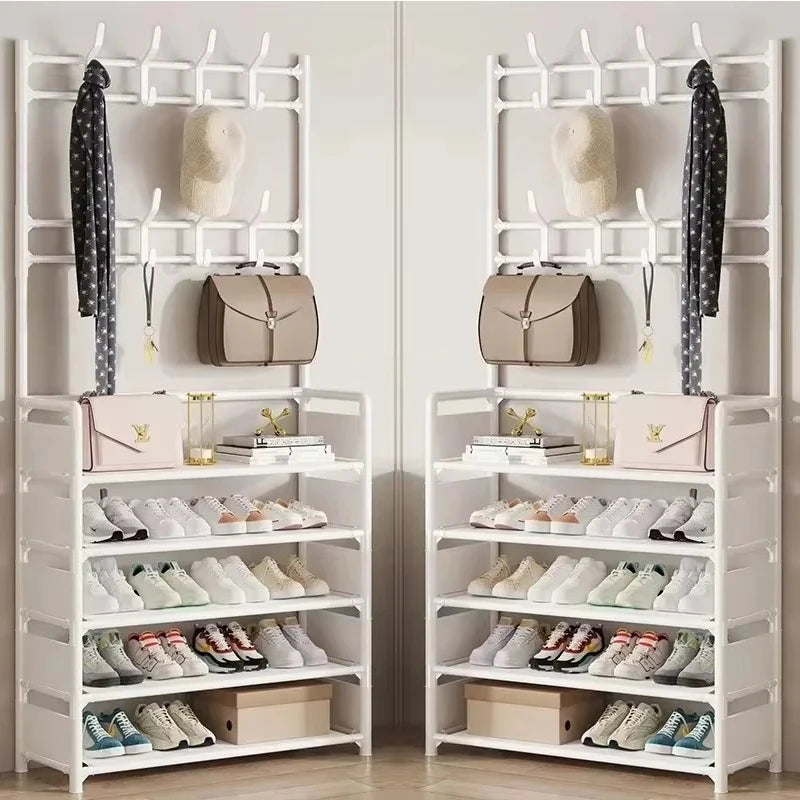 Perchero para ropa, zapatero de varias capas, para puerta, estante para sombreros y zapatos, organizador sencillo de suelo para sala de estar, estantes de almacenamiento
