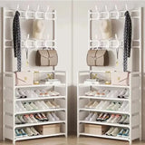 Perchero para ropa, zapatero de varias capas, para puerta, estante para sombreros y zapatos, organizador sencillo de suelo para sala de estar, estantes de almacenamiento