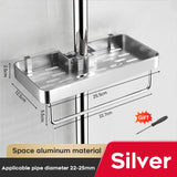Estante de ducha de aluminio con toallero Estante de baño sin taladrar Soporte para jabón y champú Bandeja de ducha Organizador de baño