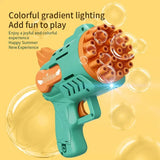 Light-Up Bubble Gun for Kids - 29-Hole Gatling Blaster with LED Effects