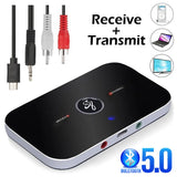Bluetooth 5.0 Audio Transmitter & Receiver – 2-in-1 Wireless Adapter for Car, TV, PC, Headphones & More!