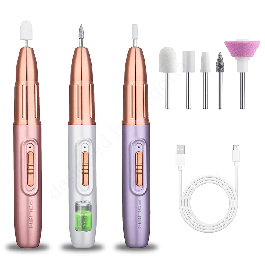 Cordless Electric Nail Drill for Manicure & Pedicure – 4 Speed Settings, Low Noise, Portable Nail Art Tool