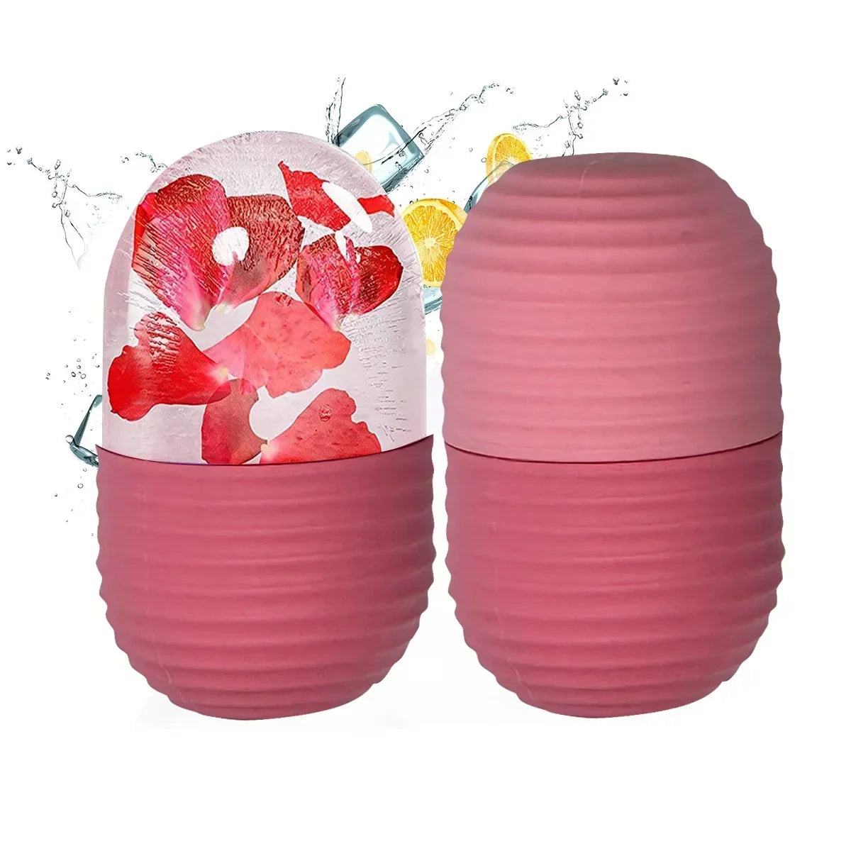 Silicone Ice Facial Roller & Ice Cube Mold - Skin Tightening & Puffiness Relief Set