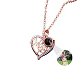 Personalized Photo Projection Necklace with Rose Pendant