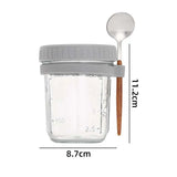Leakproof Glass Oatmeal & Yogurt Cup with Spoon – 300ML Portable Breakfast Jar