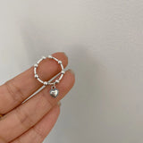 925 Sterling Silver Heart Ring – Minimalist Adjustable Wedding Band for Women