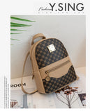 Checkered Pattern Shoulder Backpack – Large Capacity Crossbody Handbag for Women