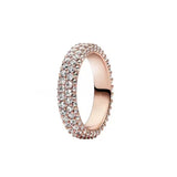 Anillo de plata 925 chapado en oro nuevo 2024 con circonita brillante y doble banda en forma de corazón para mujer, anillo Pandor original, joyería fina