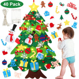 Árbol de Navidad de fieltro para hacer uno mismo con luces LED y 32 adornos: actividad divertida para las fiestas para niños