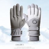 Winter Unisex Snowboard Ski Gloves PU Leather Non-slip Touch Screen Waterproof Motorcycle Cycling Fleece Warm Snow Gloves