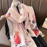 Bufanda de seda de lujo de primavera: 85 x 180 cm, elegante chal y diadema para mujer