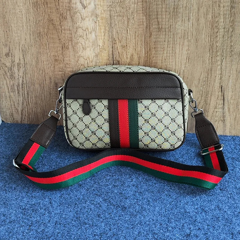 Unisex Striped PVC Baguette Bag – Stylish Hard Shell Shoulder Purse with Zipper Closure
