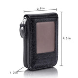 Slim Genuine Leather RFID Wallet – Zipper Card Holder for Men with 11 Slots