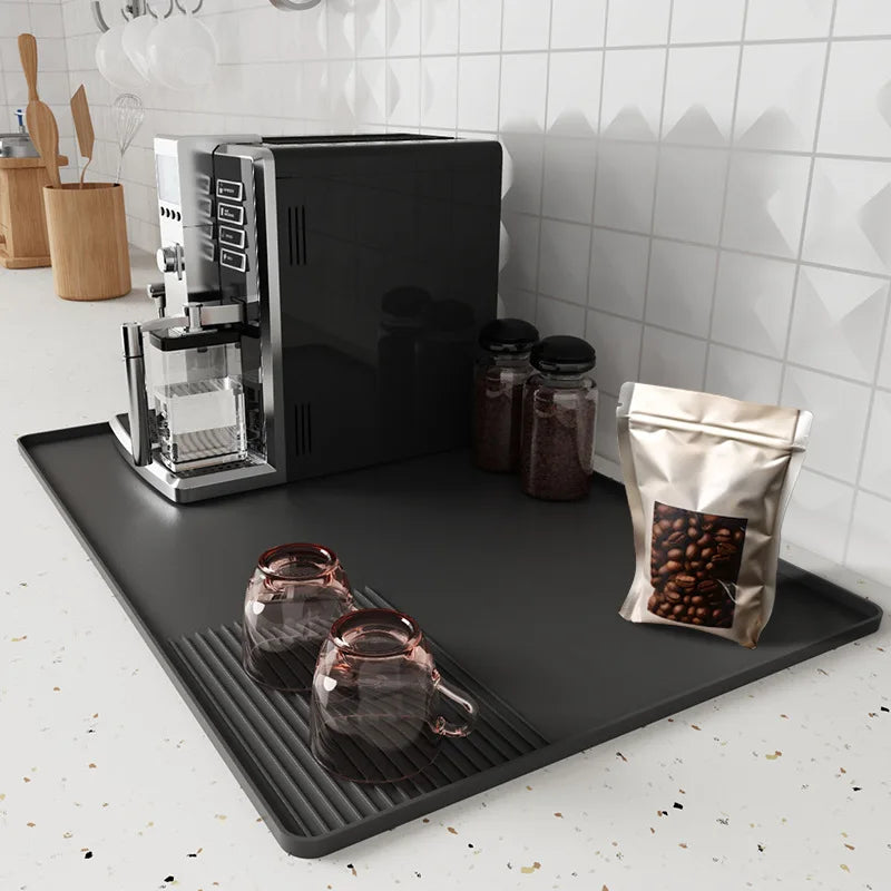 Alfombrilla de silicona para cafetera: almohadilla de drenaje resistente al calor e impermeable