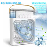Portable USB Air Cooler Fan with Humidifier and 7-Color LED Lights
