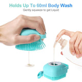 Pet Shampoo Brush with Massage Bristles - Silicone Bath Scrubber for Dogs & Cats
