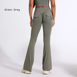 High Waist Flared Yoga Pants for Women – Butt-Lifting Fitness Leggings with Utility Pockets