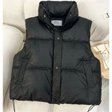 Women’s Thick Cotton Down Vest – Casual Outerwear for Autumn & Winter