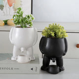 Funny Ceramic Peeing Planter with Artificial Plant for Desktop Decoration