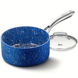 1-Quart Nonstick Granite Saucepan with Lid – Small Pot for Sauces, Oatmeal & Soup