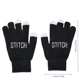 Men's Cartoon Stitch Hat and Gloves Set – Soft Acrylic Knit Winter Wear