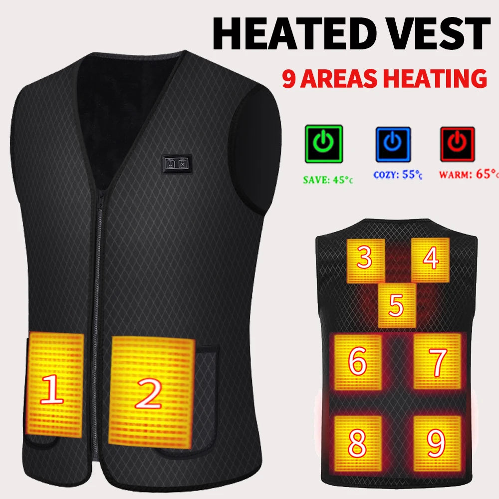Men's & Women's Heated Vest with 5-Zone Heating - USB Rechargeable Winter Warming Jacket
