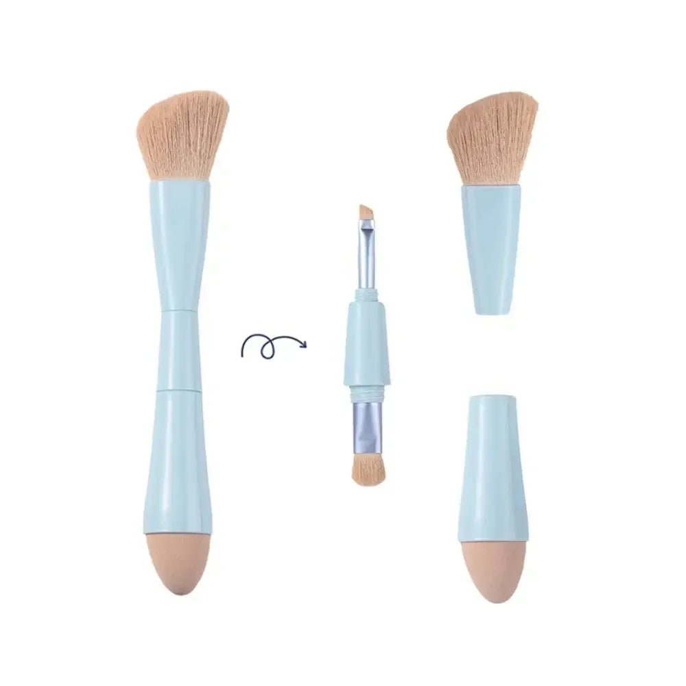 4-in-1 Double Ended Makeup Brush Set for Foundation, Concealer, Blush & Eyeshadow – Travel-Friendly