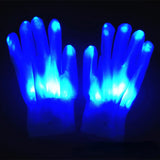 LED Neon Glowing Skull Gloves – Flashing Light-Up Party Props for Halloween, Christmas & Performances
