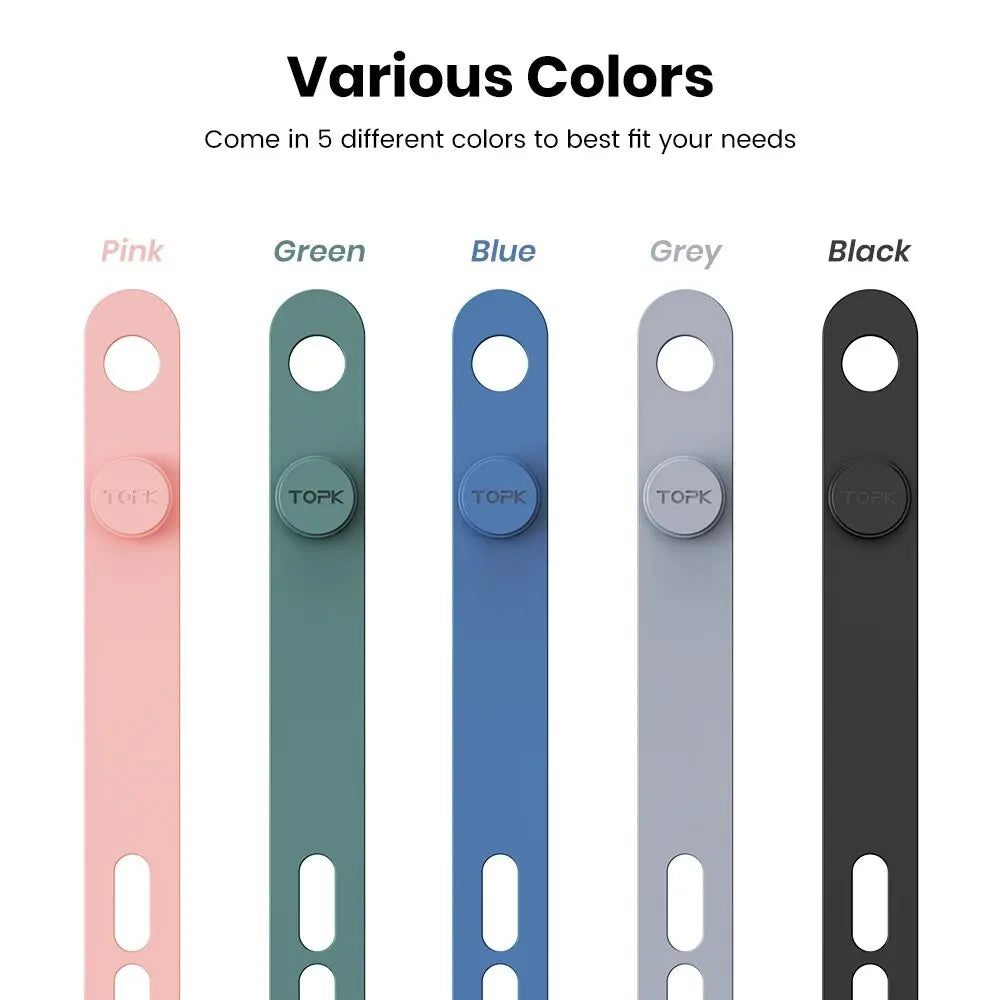 Bridas de silicona, organizador de cables resistente y reutilizable para sujetar cables y alambres, colores surtidos