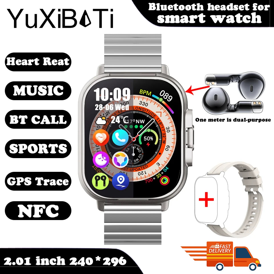 2024 Smartwatch with Bluetooth Calling, Heart Rate Monitor, and Built-In Earphones