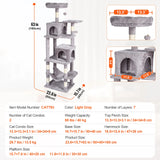 Indoor Cat Tree – Multi-Level Tower with Condo, Sisal Scratching Posts, Hammock & Perch