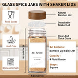 13 tarros de especias de vidrio de 4 oz: recipientes para condimentos con tapa de bambú para almacenamiento en estantes de especias