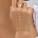 Boho Chain Bracelet with Finger Ring – Trendy Hand Jewelry for Women
