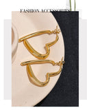 Heart-Shaped Stainless Steel Hoop Earrings with PVD Gold Plating – Elegant and Lightweight Jewelry for Women
