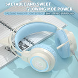 Cat Ear Gaming Headphones with RGB Lights - Wired 3.5mm Headset with Noise Canceling Mic for PC & Laptop