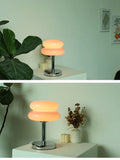 Lámpara de mesa de cristal Macaron: luz nocturna con atenuación tricromática para un ambiente acogedor