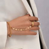 Boho Chain Bracelet with Finger Ring – Trendy Hand Jewelry for Women