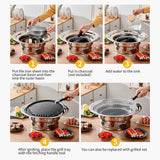 Parrilla coreana para barbacoa de 13 pulgadas: parrilla de carbón multifuncional para mesa con ahumador, red y bandeja