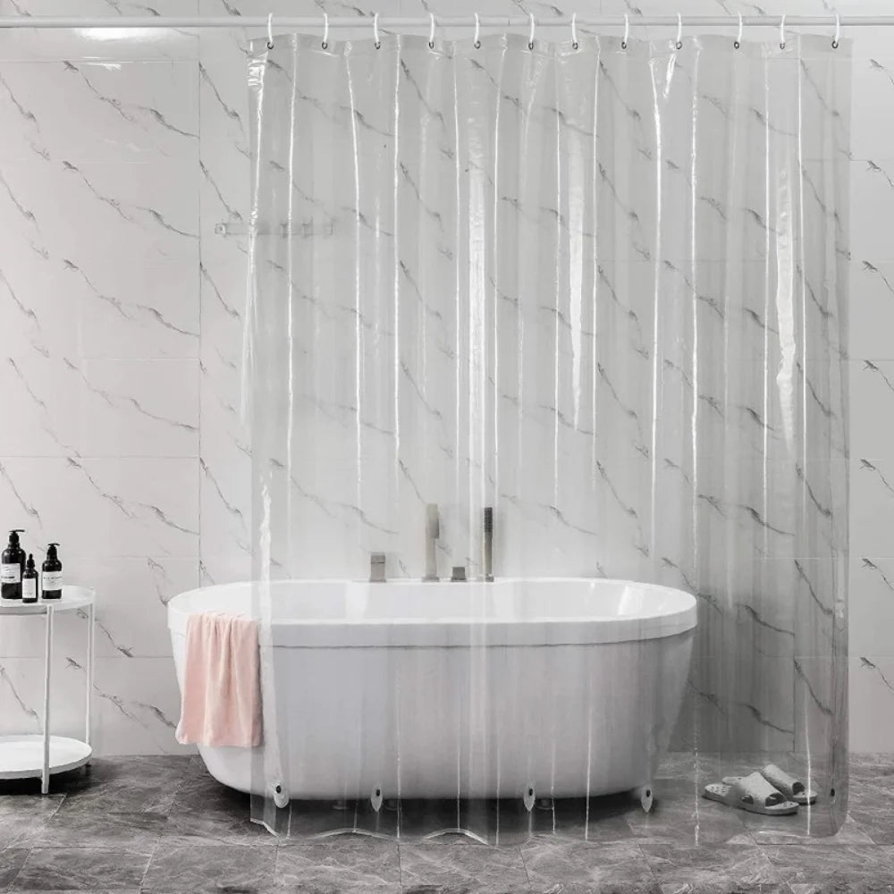 Cortina de ducha transparente resistente al agua: cortina de baño con ganchos, resistente al moho