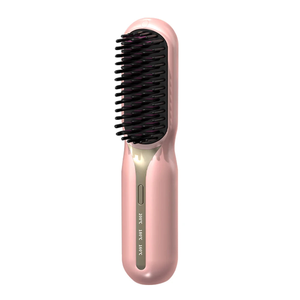 Cordless Hair Straightener Brush - 3-Temperature Ionic Styling Tool for Smooth, Frizz-Free Hair