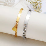 Personalized Stainless Steel Name Bracelet for Couples – Custom Heart Link Chain Jewelry Gift